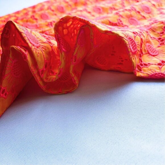 NWT DAIZY SHELY RUNWAY NEON ORANGE PINK ASYMMETRICAL CROCHET SKIRT - XS (IT40) - Picture 11 of 14